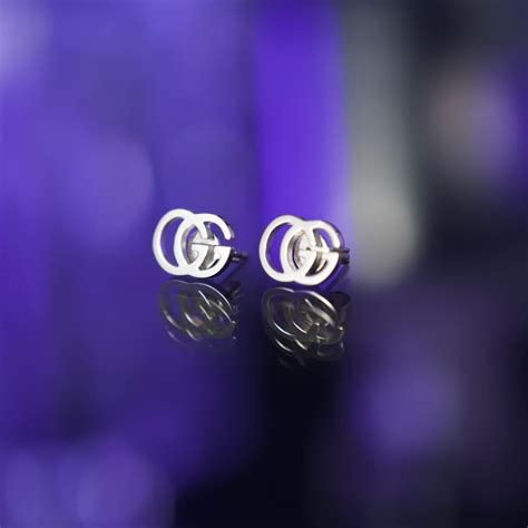 gucci gg tissue 18ct white gold stud earrings|Gucci gold earrings sale.